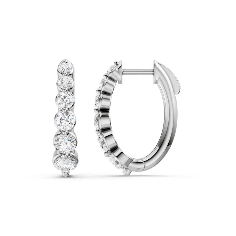 Lab Grown Diamond 2ctw. Graduated Hoop Earrings in 10k White Gold image number null